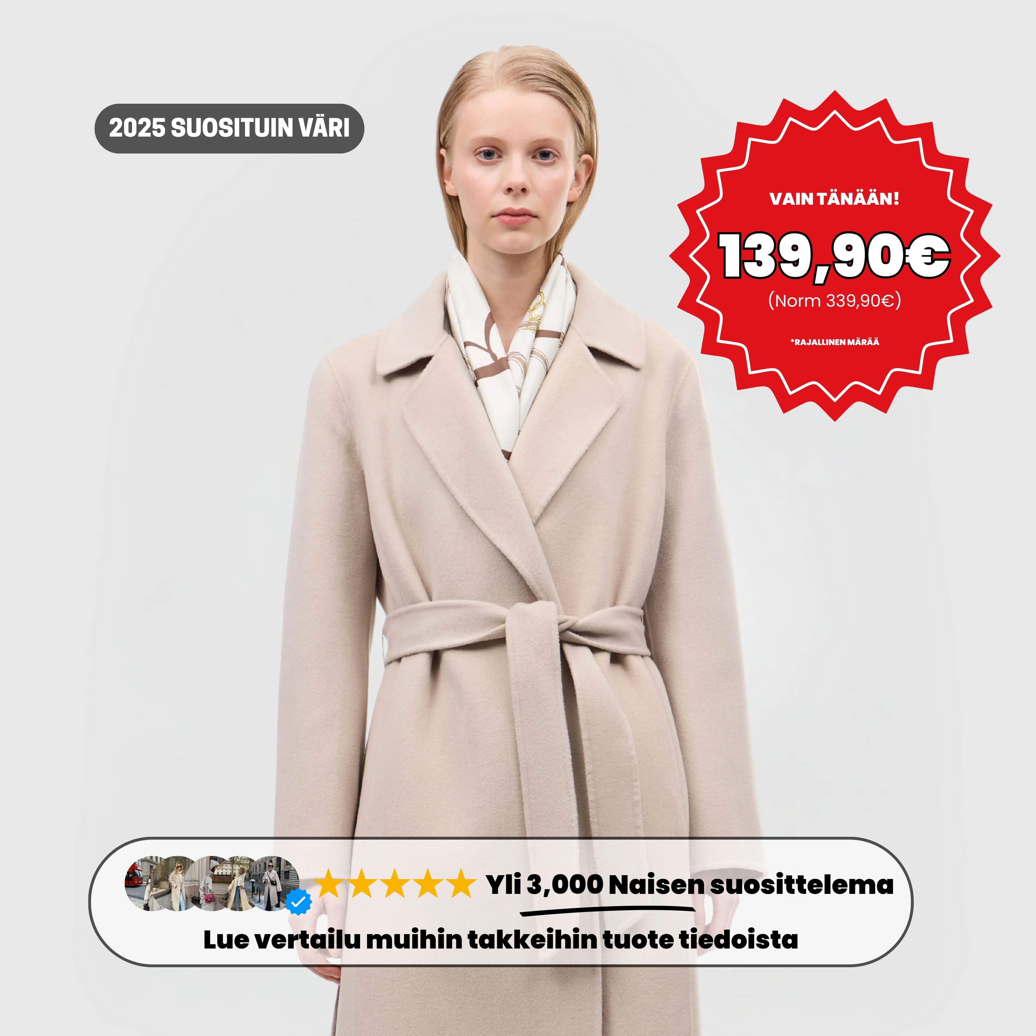 Cashmere Nordic Elegance™ Coat - Sand