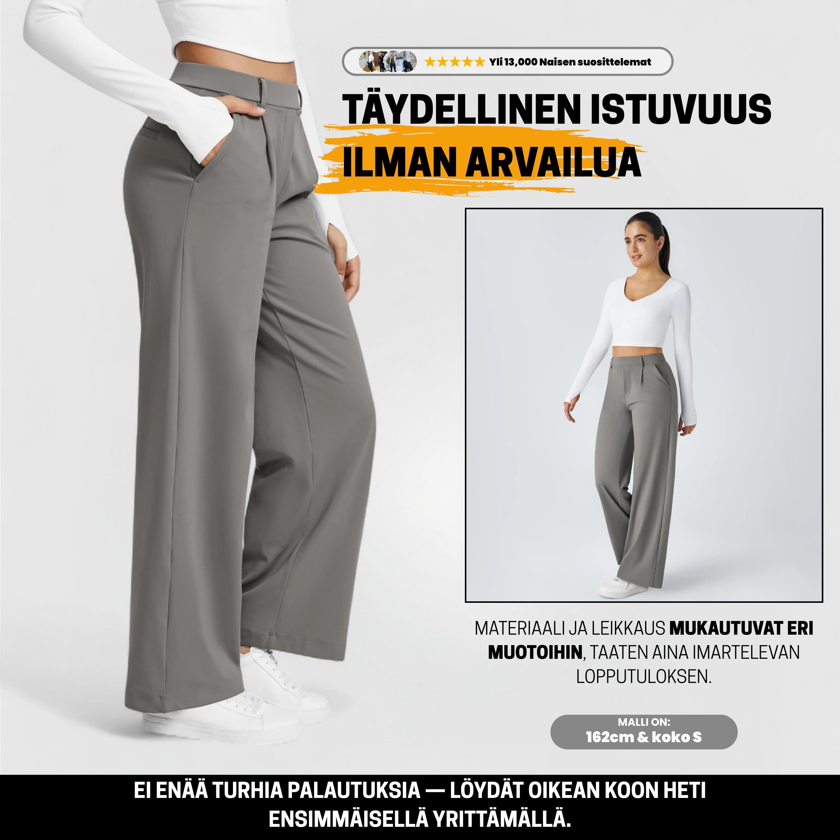 PerfectFit™ High Waisted Pants - Stone Grey