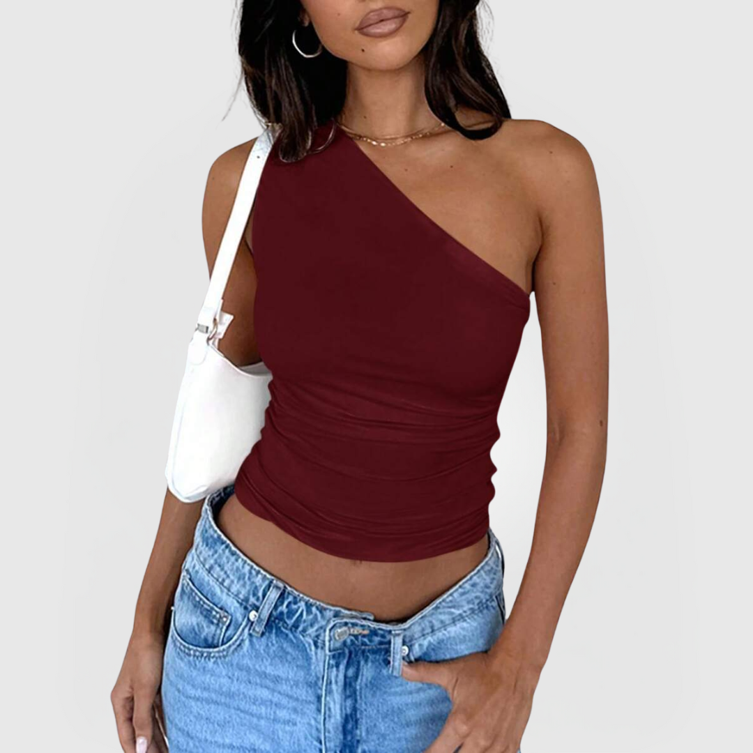 Asymmetrical Cami Toppi - Viininpunainen
