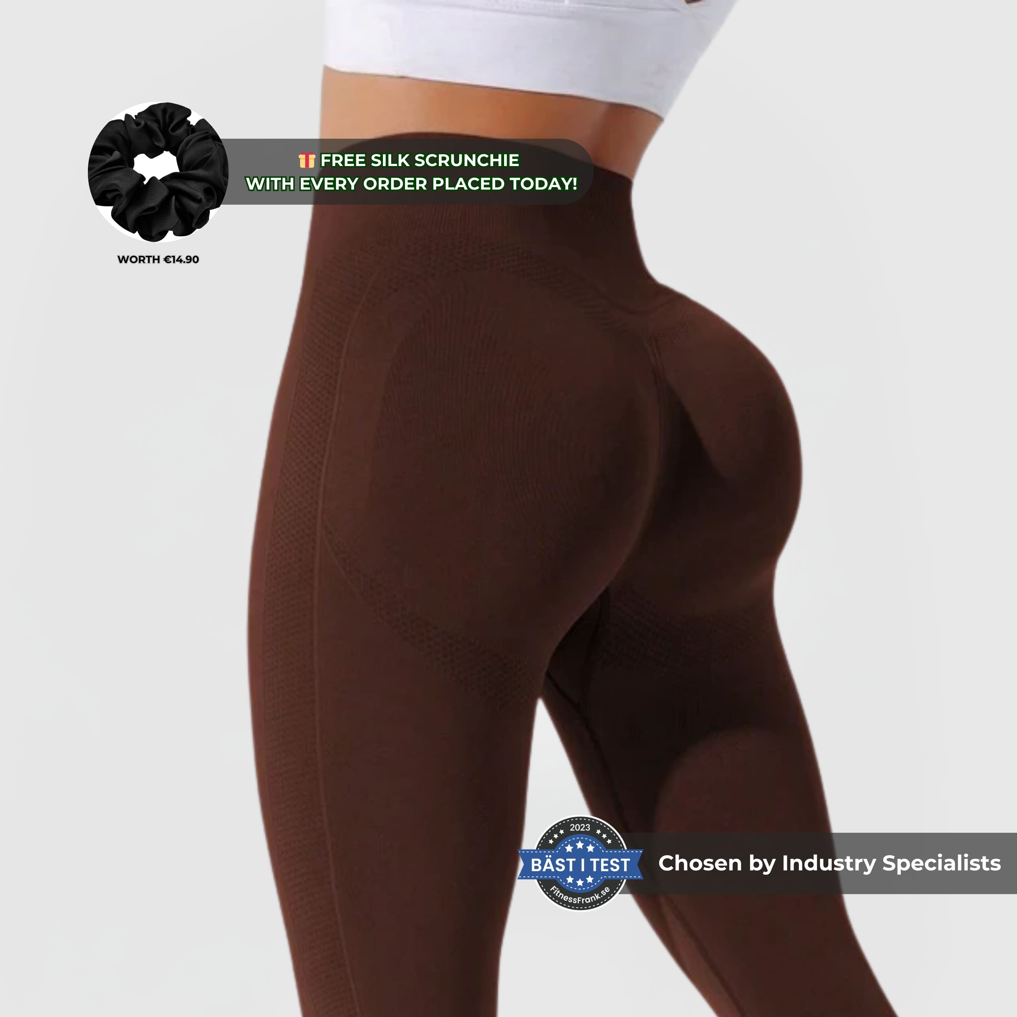 FLEXFORM™ Seamless Leggings - Mocha high-waisted sculpting leggings shown on model from the side.