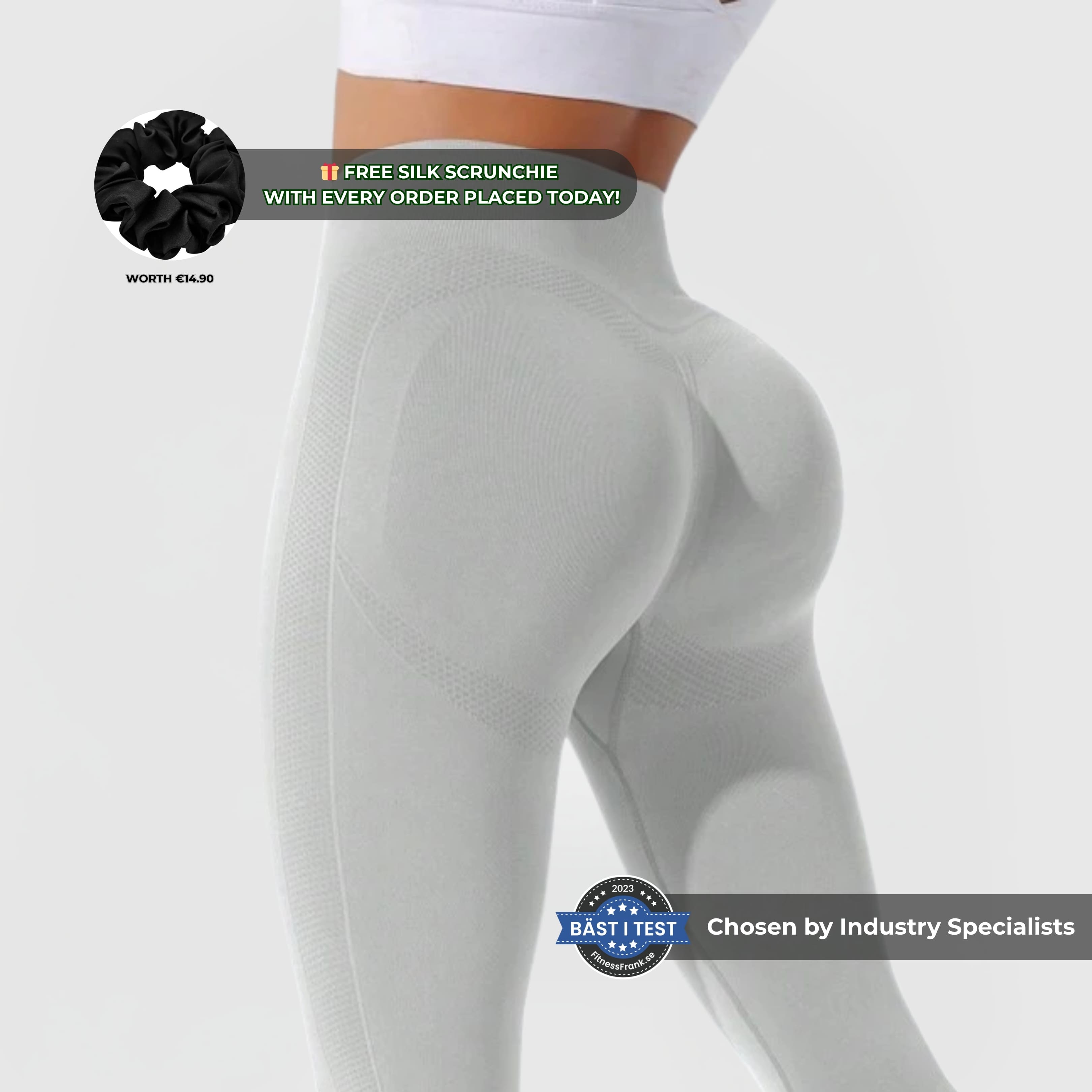 FLEXFORM™ Seamless Leggings - Grey shown with high-waisted, sculpting fit enhancing curves and comfort.