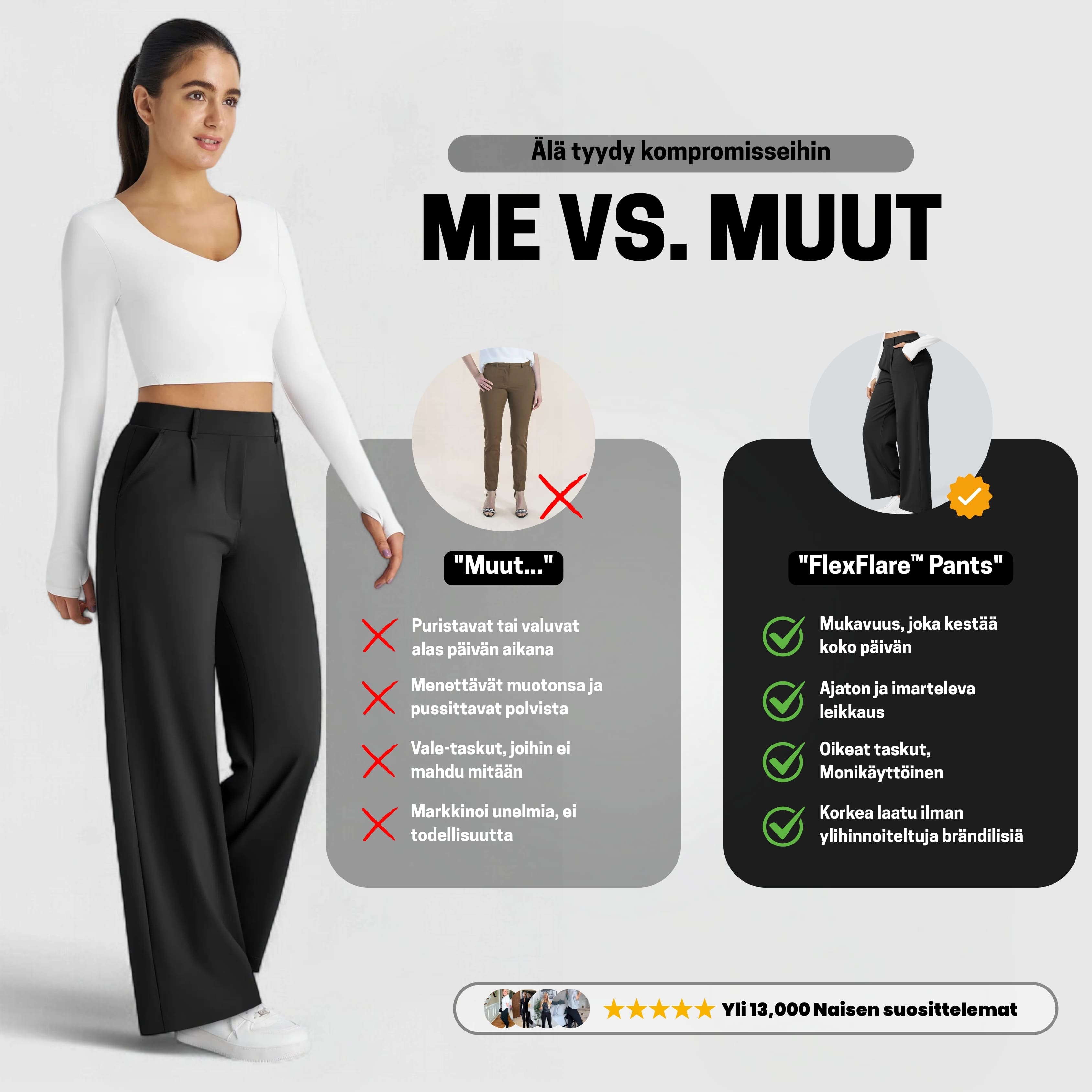 PerfectFit™ High Waisted Pants - Musta