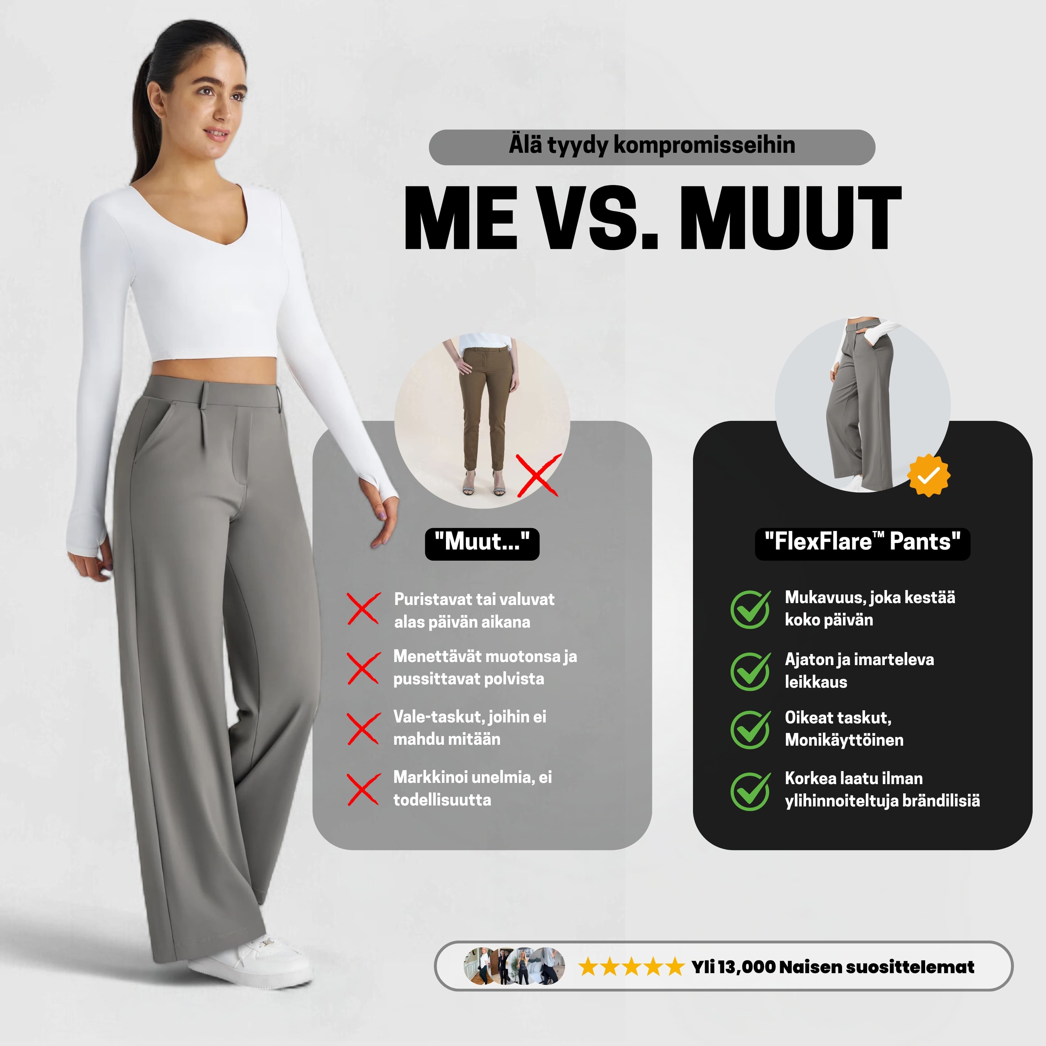 PerfectFit™ High Waisted Pants - Stone Grey
