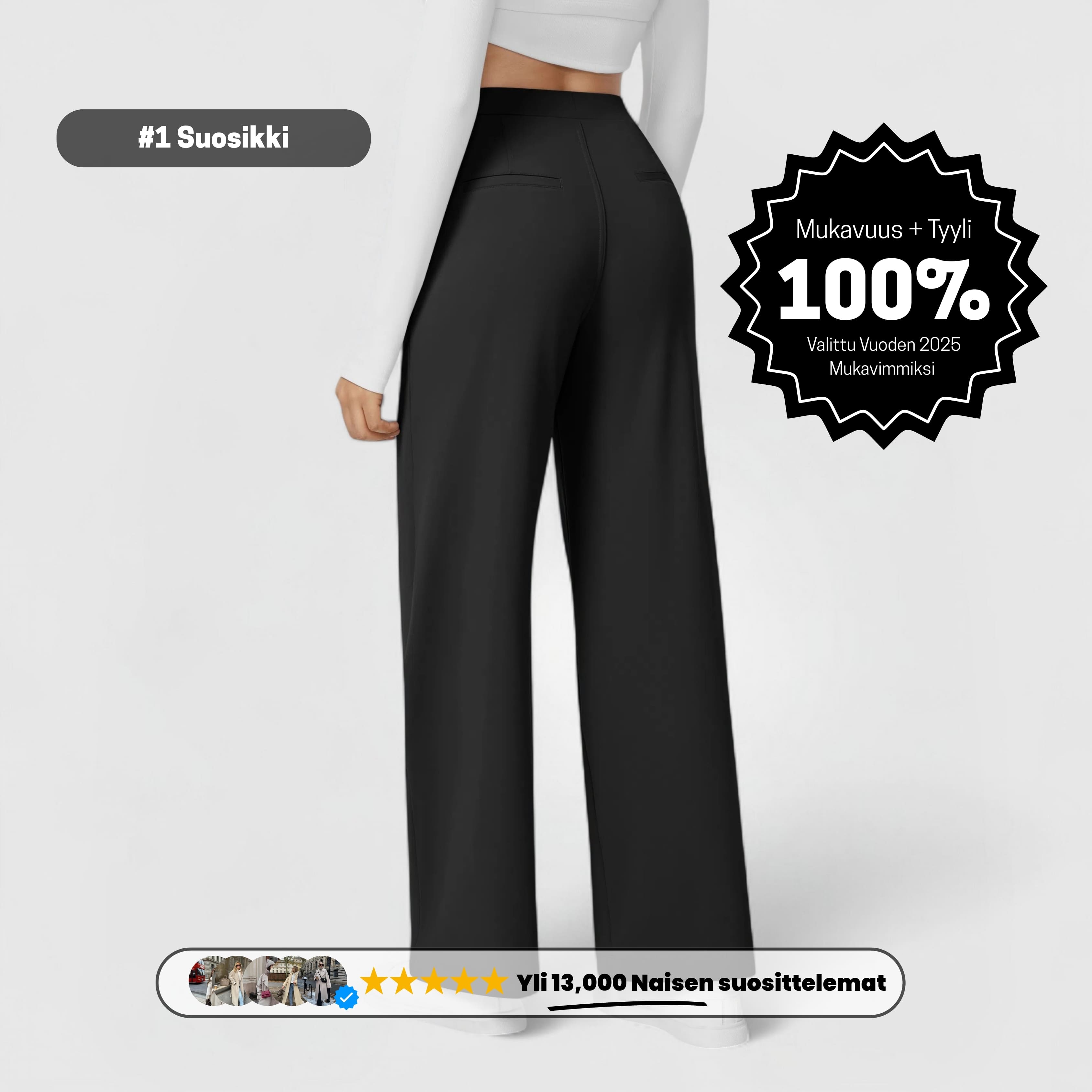 PerfectFit™ High Waisted Pants - Musta