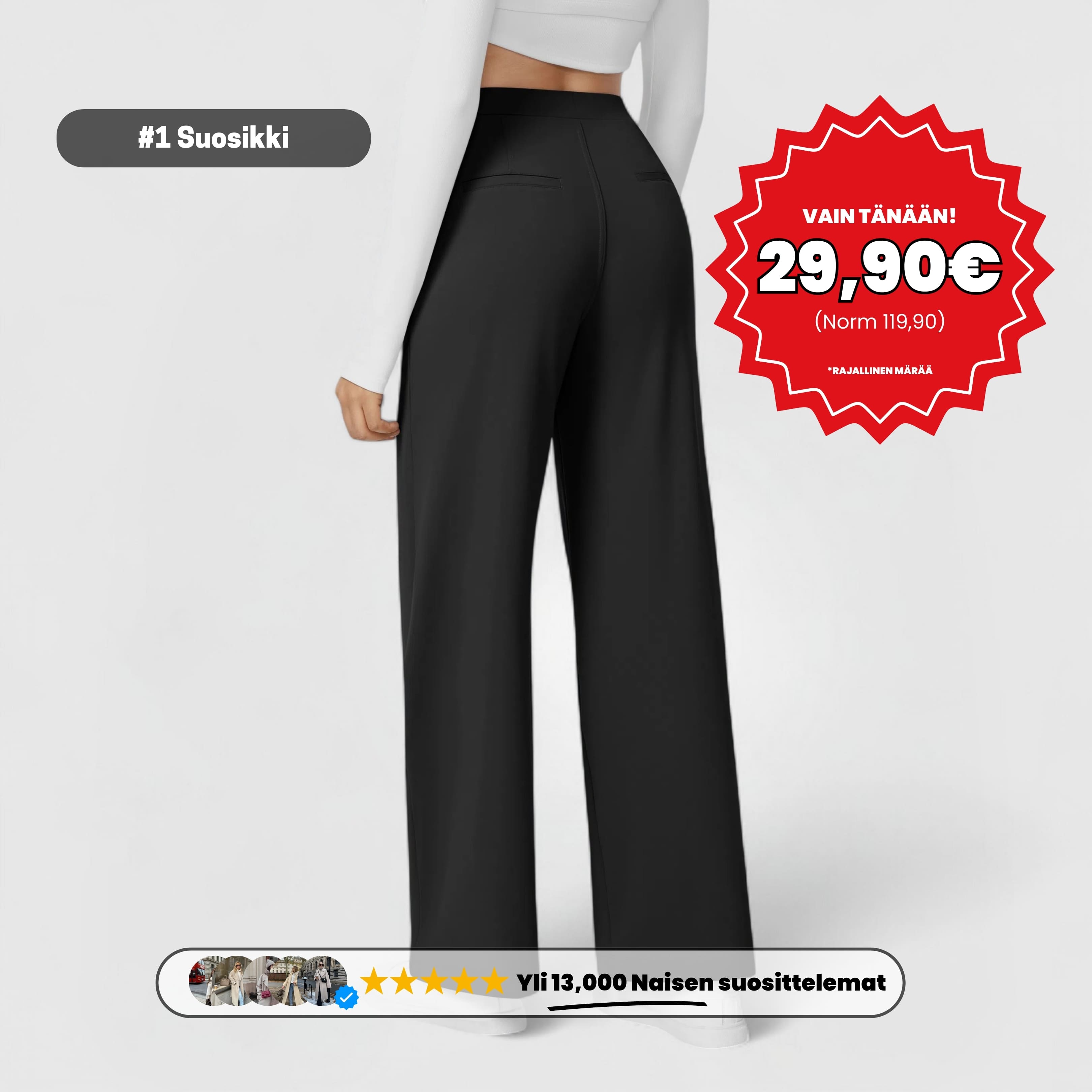 PerfectFit™ High Waisted Pants - Musta