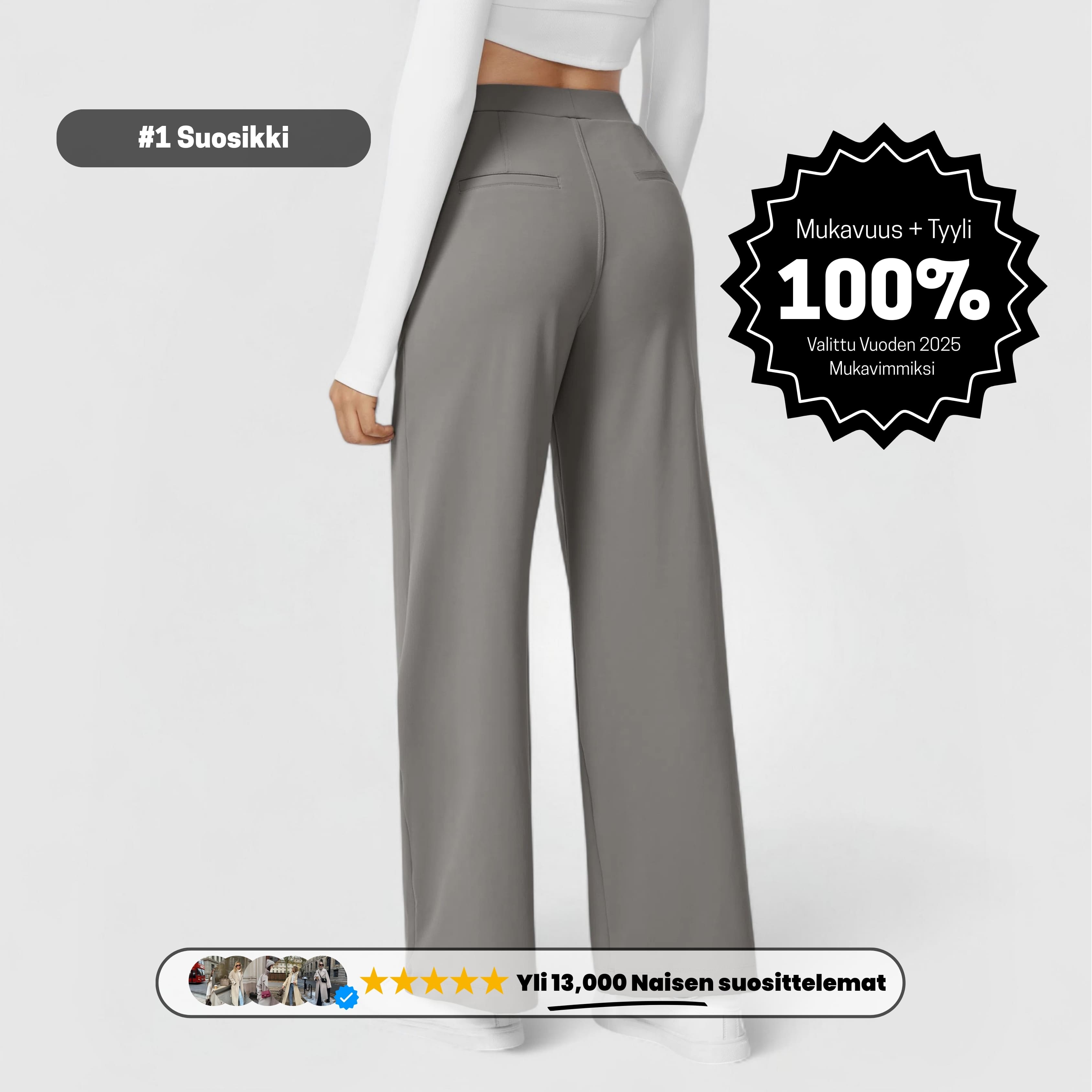 PerfectFit™ High Waisted Pants - Stone Grey