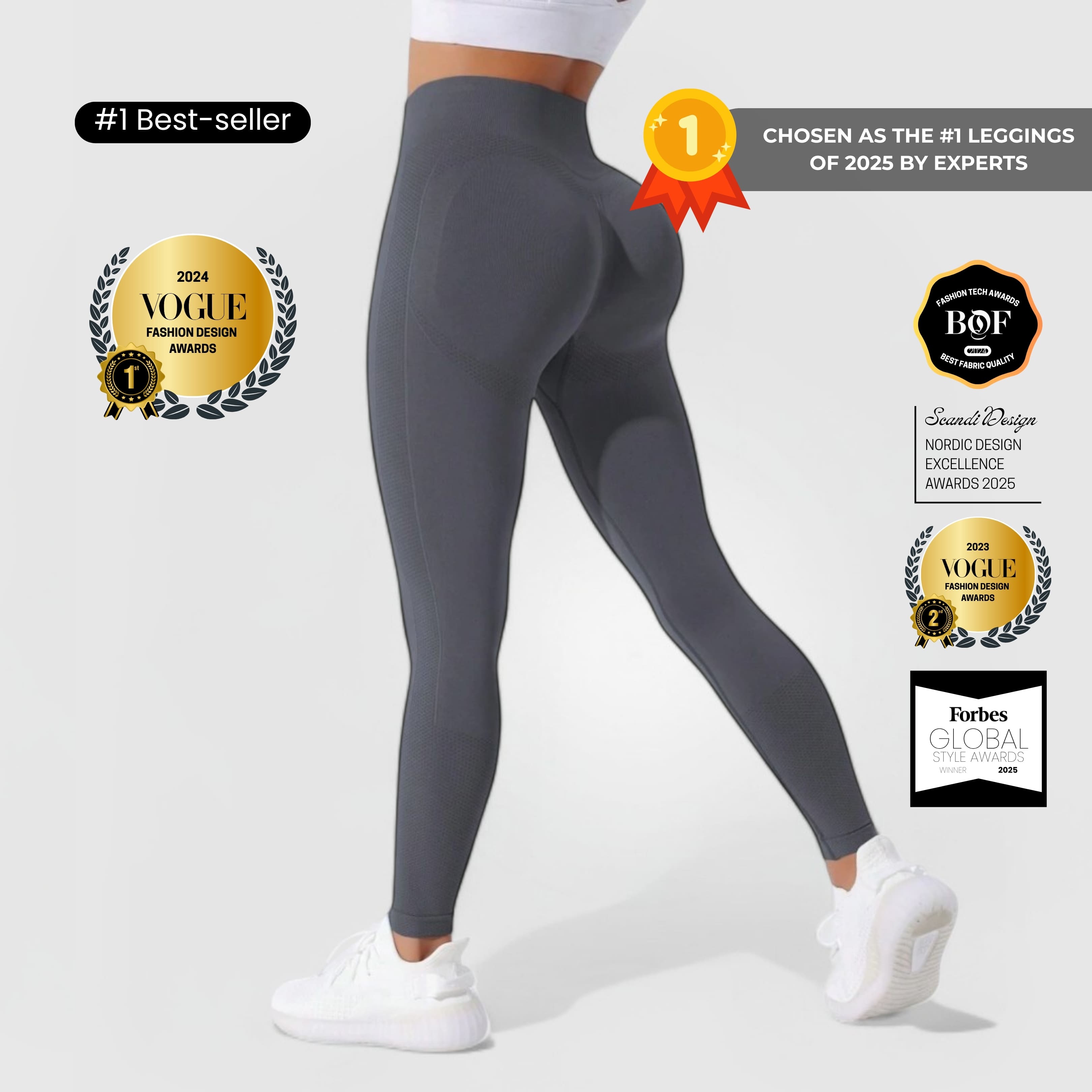 FLEXFORM™ Seamless Leggings - Stone shown from side, high-waisted, sculpting curves with smooth, stretchy fabric.