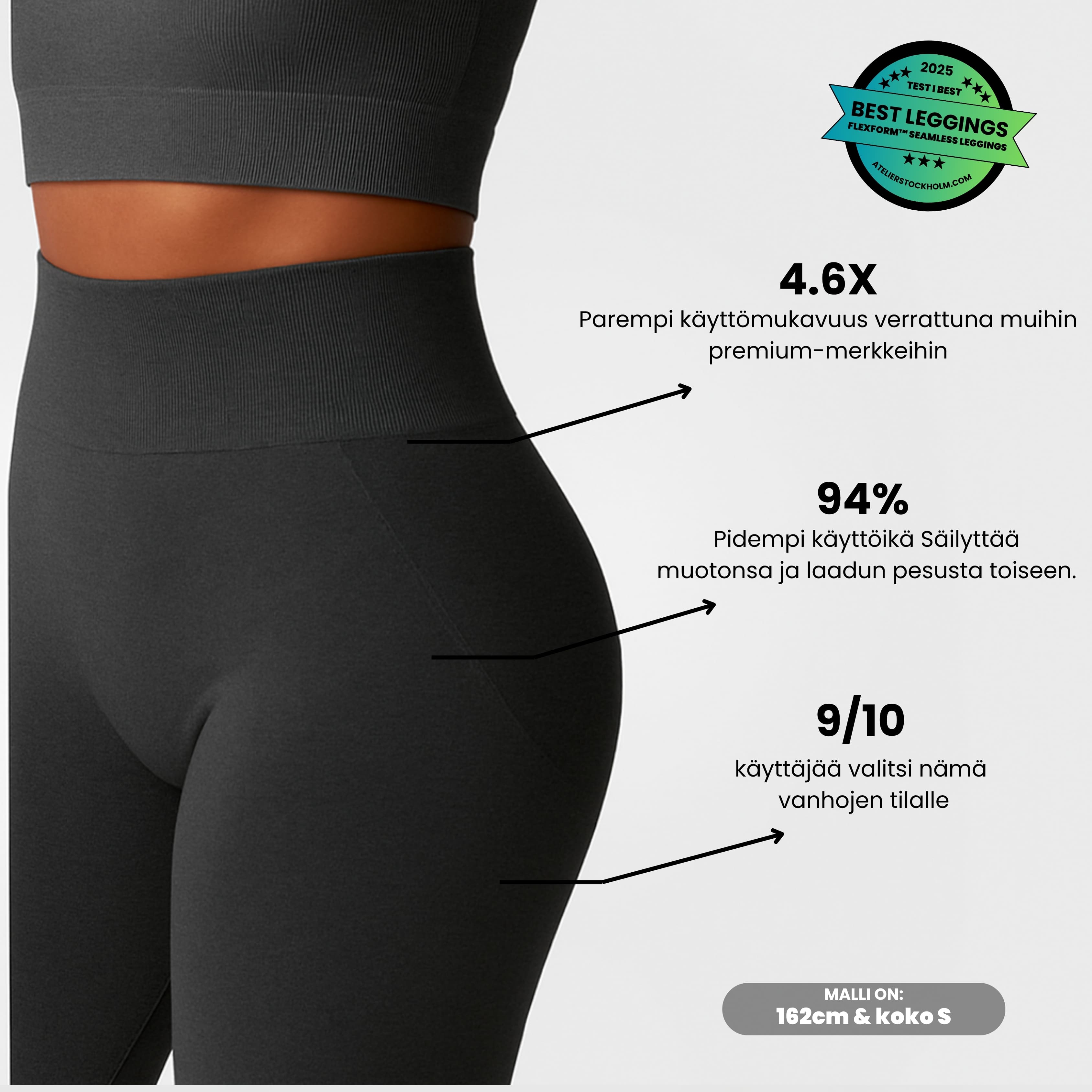#1 TESTIVOITTAJAT │ FLEXFORM™ Seamless Leggings - Harmaa