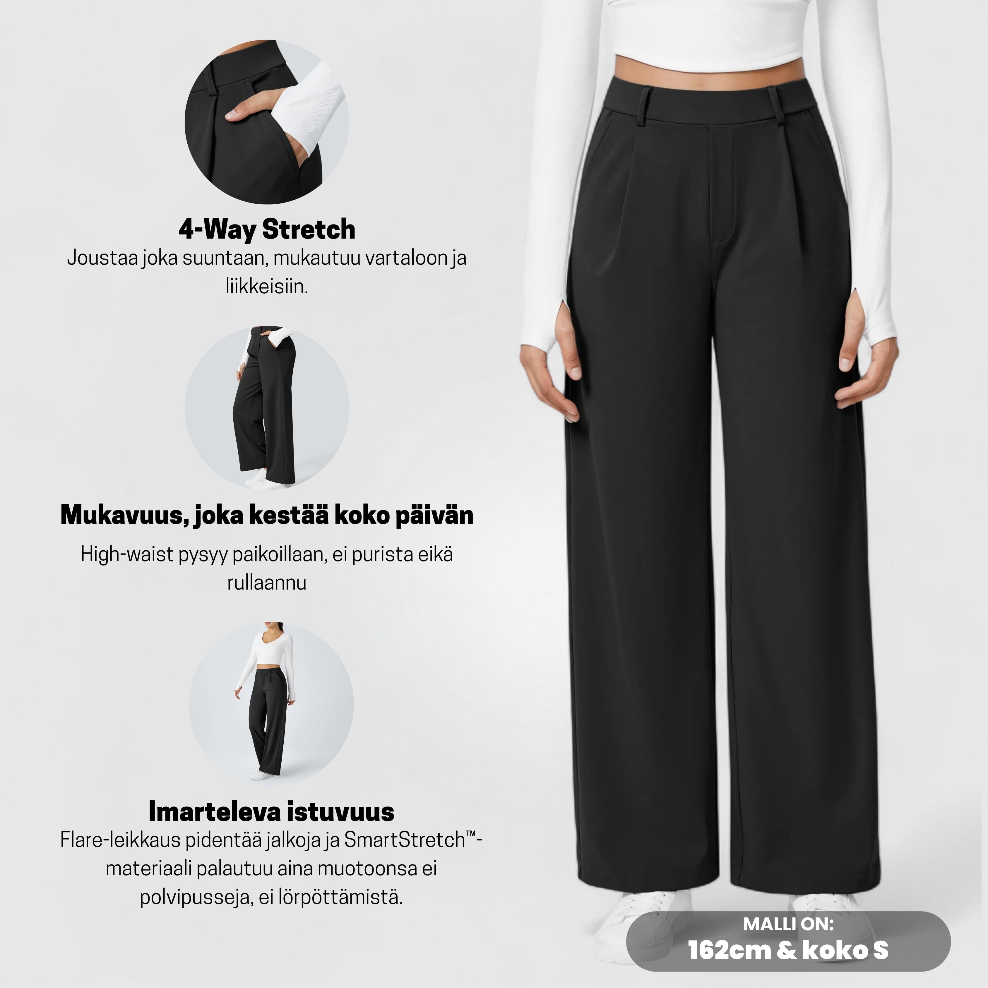 PerfectFit™ High Waisted Pants - Musta