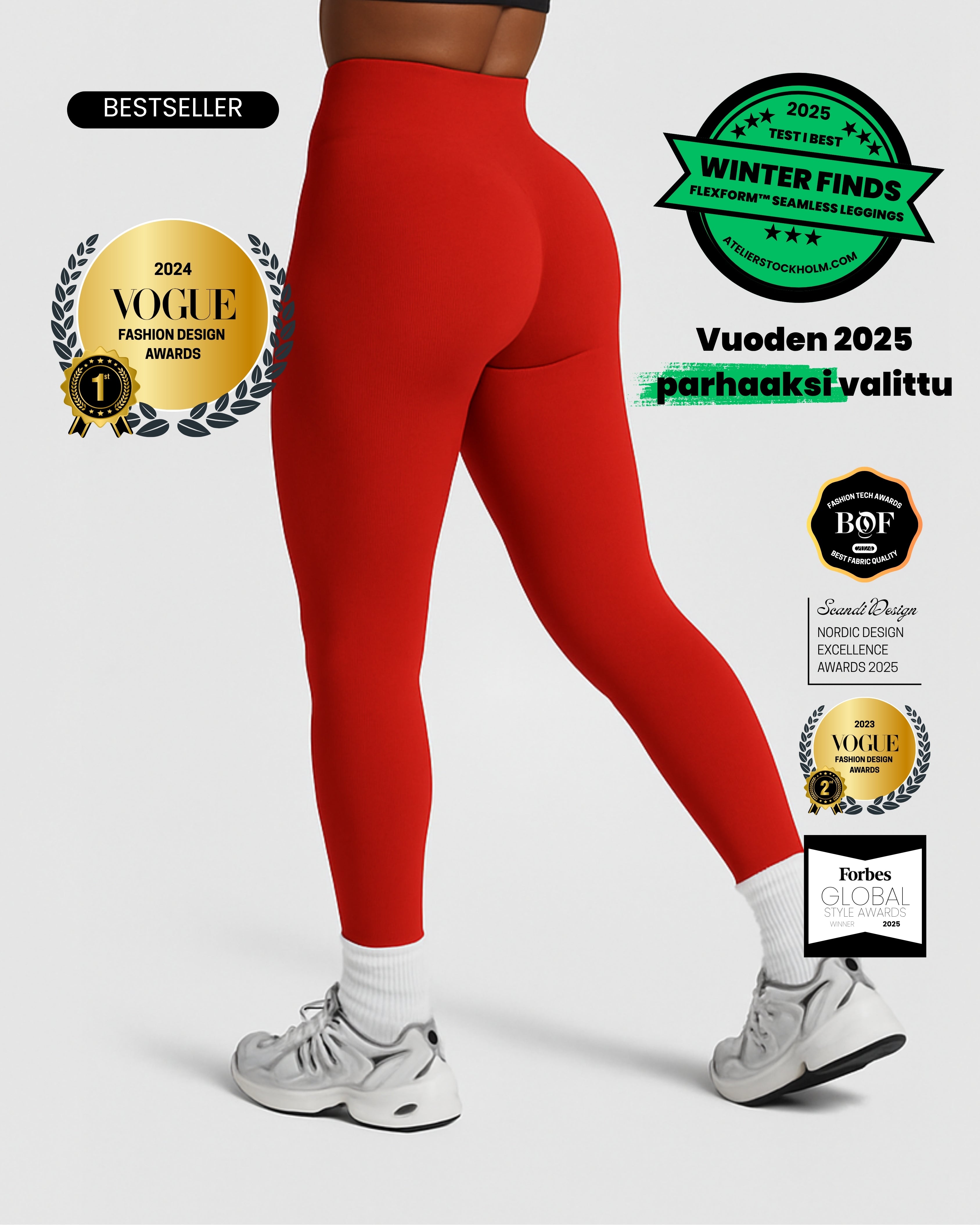 #1 TESTIVOITTAJAT │ FLEXFORM™ Seamless Leggings - Punainen