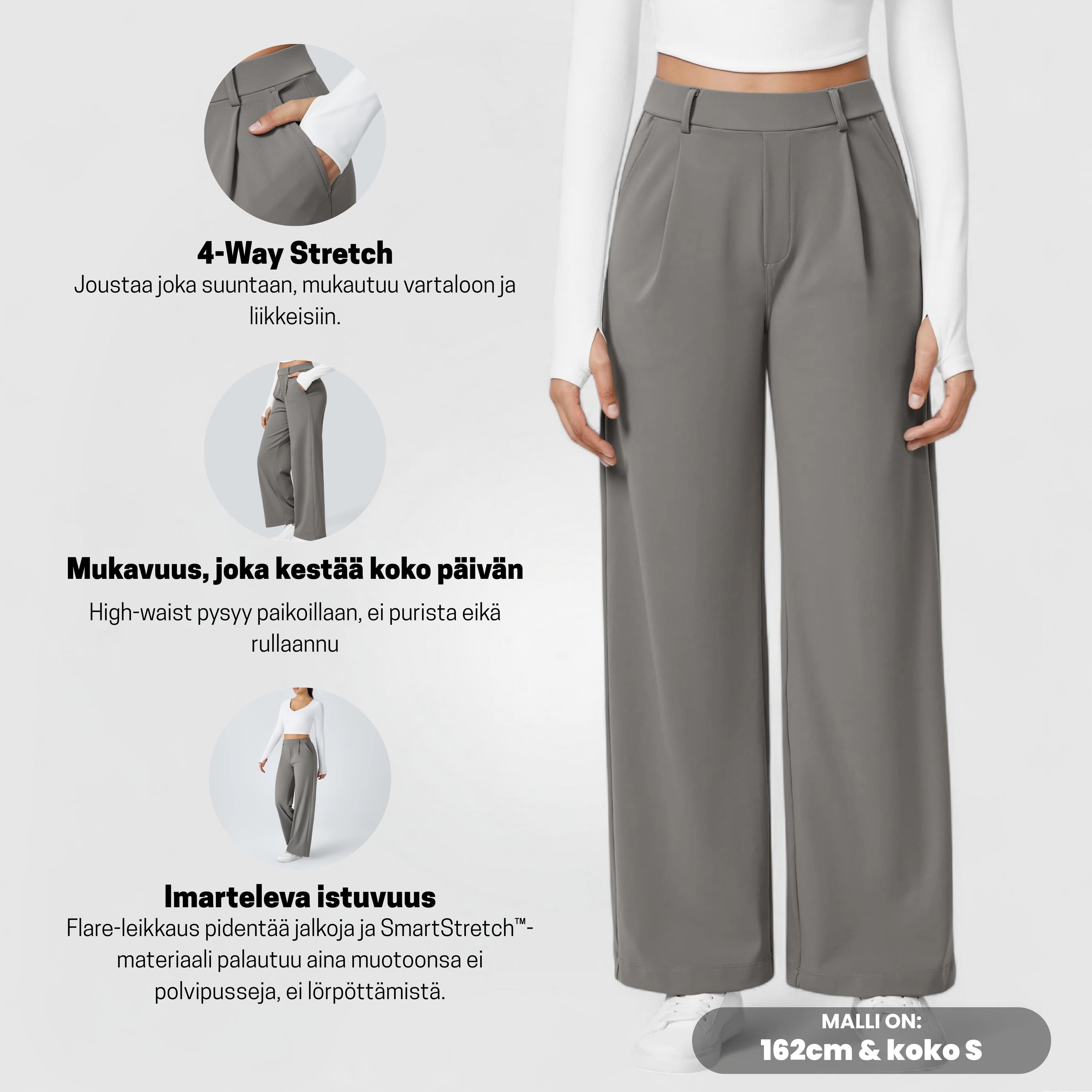 PerfectFit™ High Waisted Pants - Stone Grey