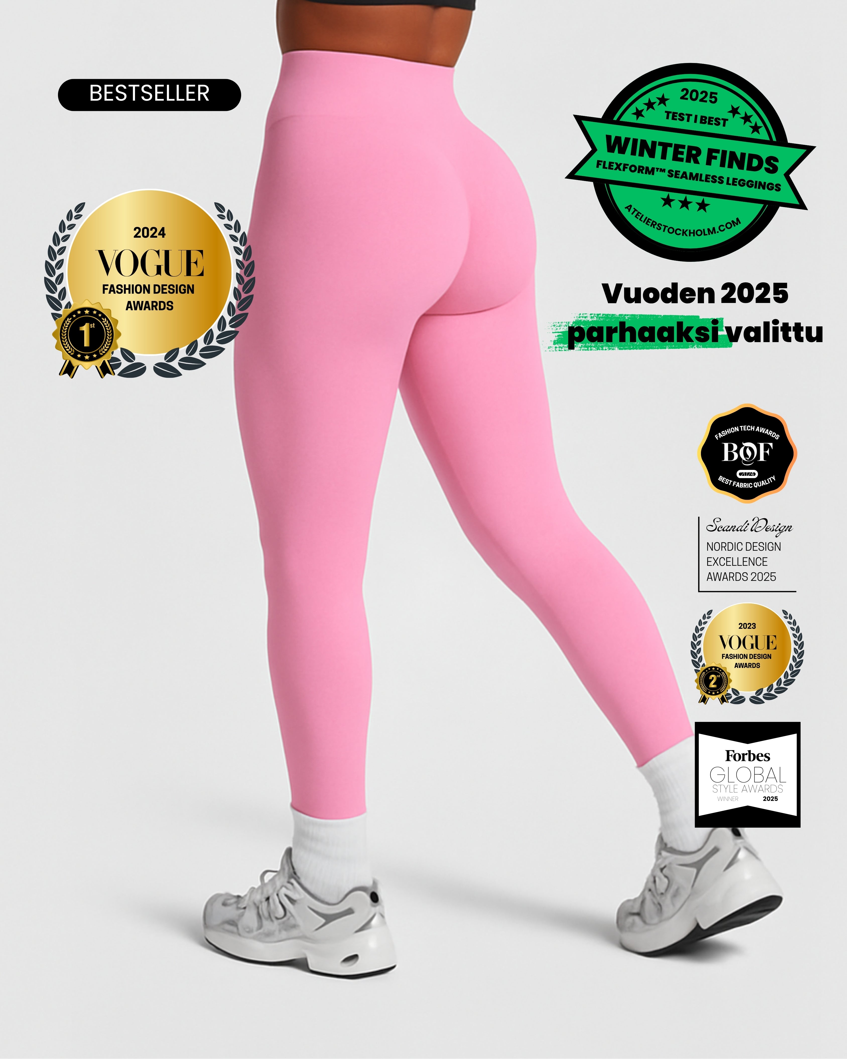 #1 TESTIVOITTAJAT │ FLEXFORM™ Seamless Leggings - Pinkki