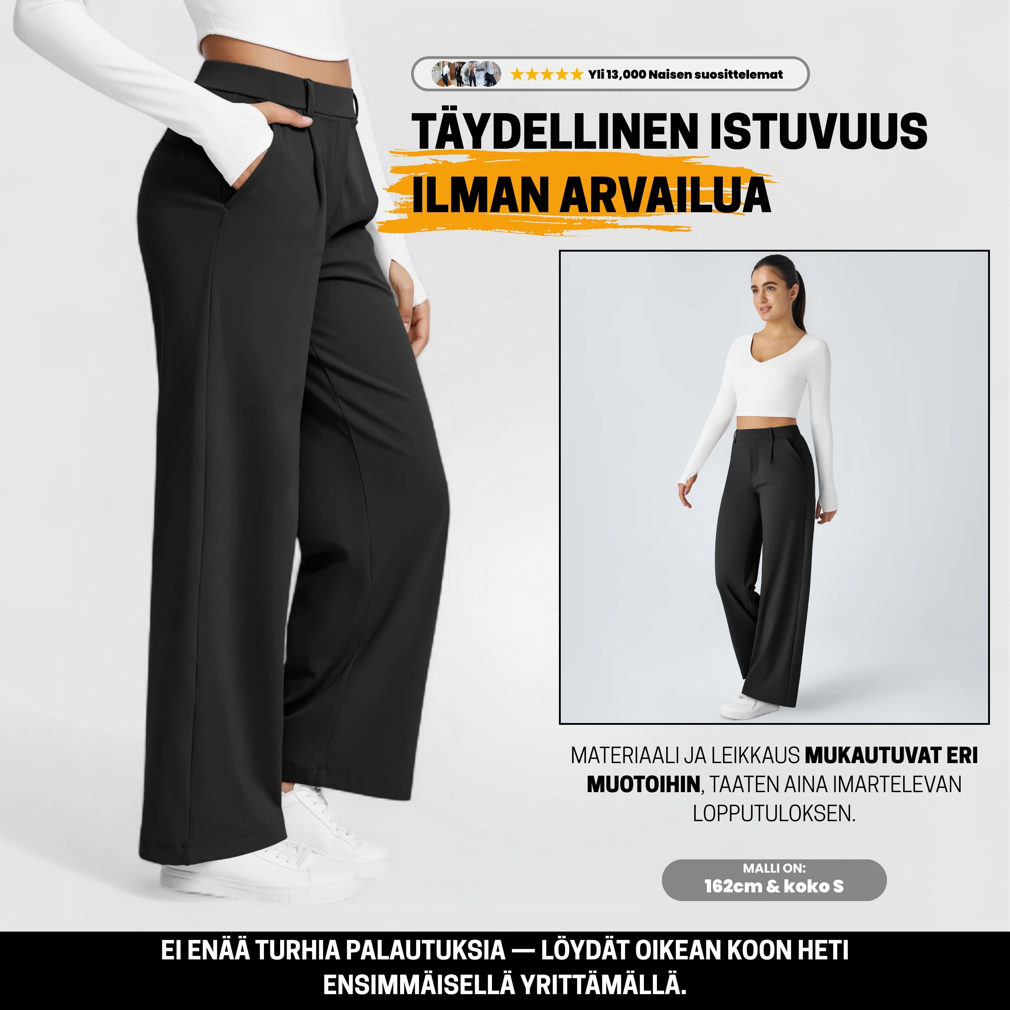 PerfectFit™ High Waisted Pants - Musta